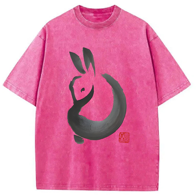 Modecanvas Ink Rabbit DTG Printing Washed T-Shirt