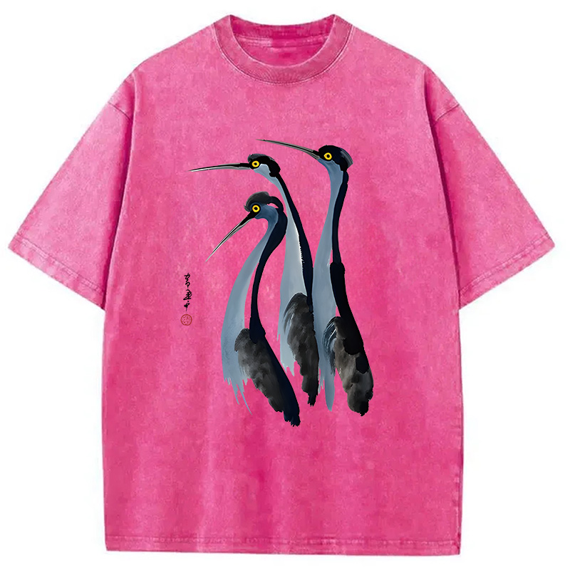 Modecanvas Blue Crane DTG Printing Washed T-Shirt