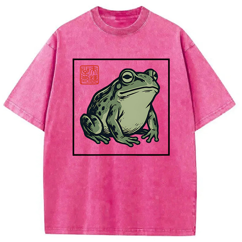 Modecanvas Zen Frog DTG Printing Washed T-Shirt