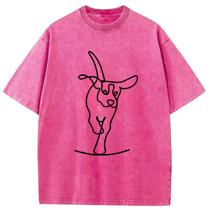 Modecanvas Minimalist Dog DTG Printing Washed T-Shirt