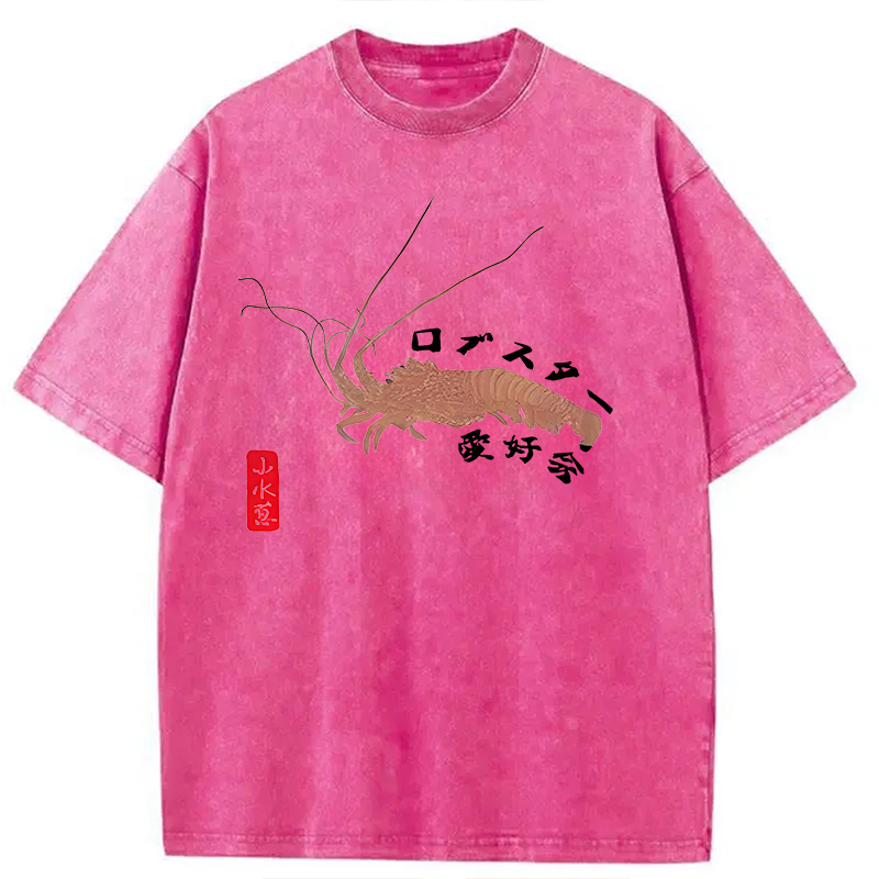 Modecanvas Lobster Lover Club DTG Printing Washed T-Shirt