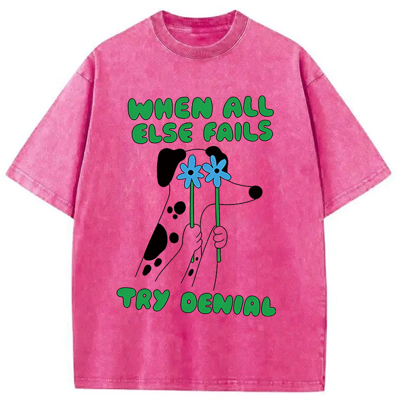 Modecanvas When All Else Fails Try Denial DTG Printing Washed T-Shirt