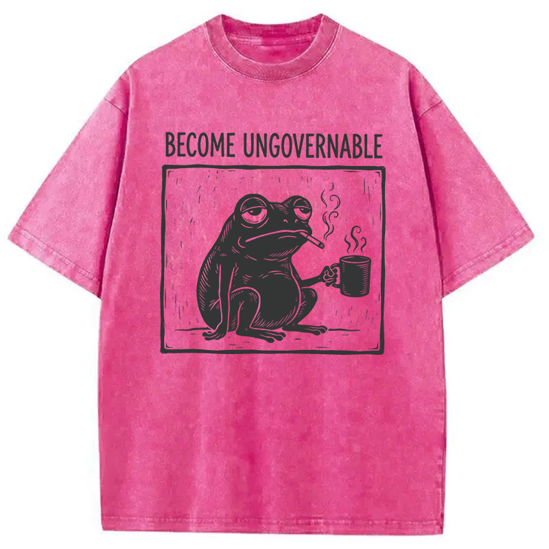 Modecanvas Become Ungovernable Frog DTG Printing Washed T-Shirt