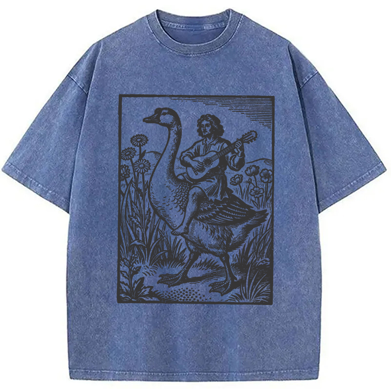 Modecanvas Medieval Bard Goose DTG Printing Washed T-Shirt