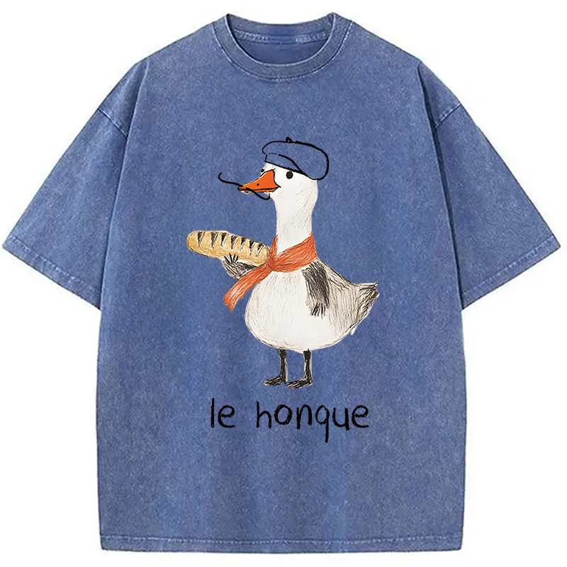 Modecanvas Funny French Goose DTG Printing Washed T-Shirt