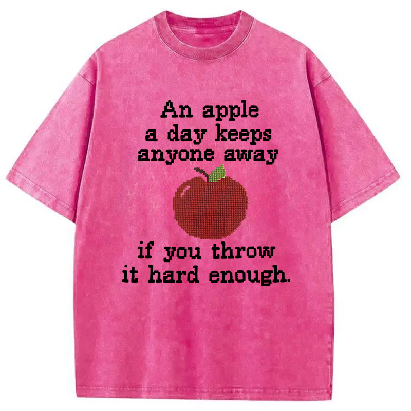 Modecanvas An Apple A Day DTG Printing Washed T-Shirt