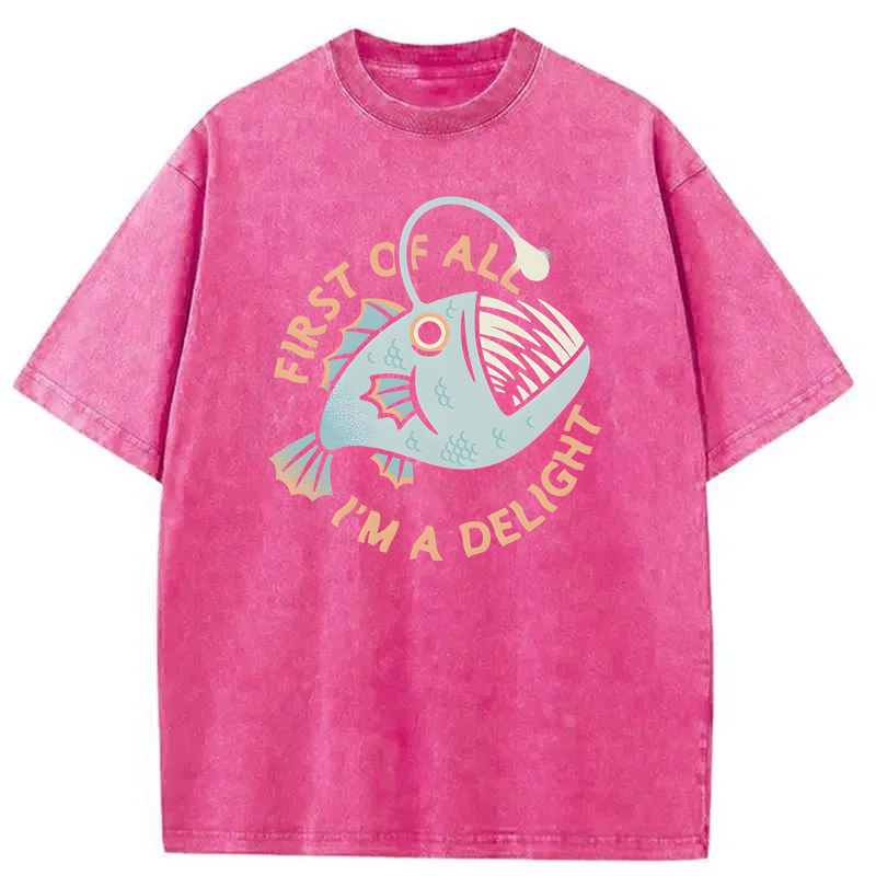 Modecanvas First Of All I'm A Delight DTG Printing Washed T-Shirt
