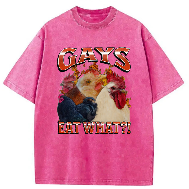 Modecanvas Gays Eat What?! DTG Printing Washed T-Shirt