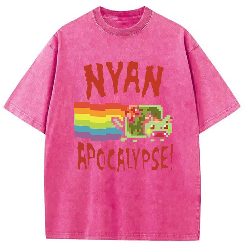 Modecanvas Nyan Apocalypse DTG Printing Washed T-Shirt