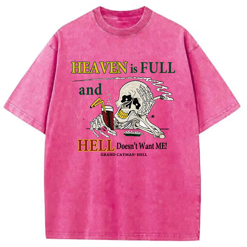 Modecanvas Heaven Is Full DTG Printing Washed T-Shirt