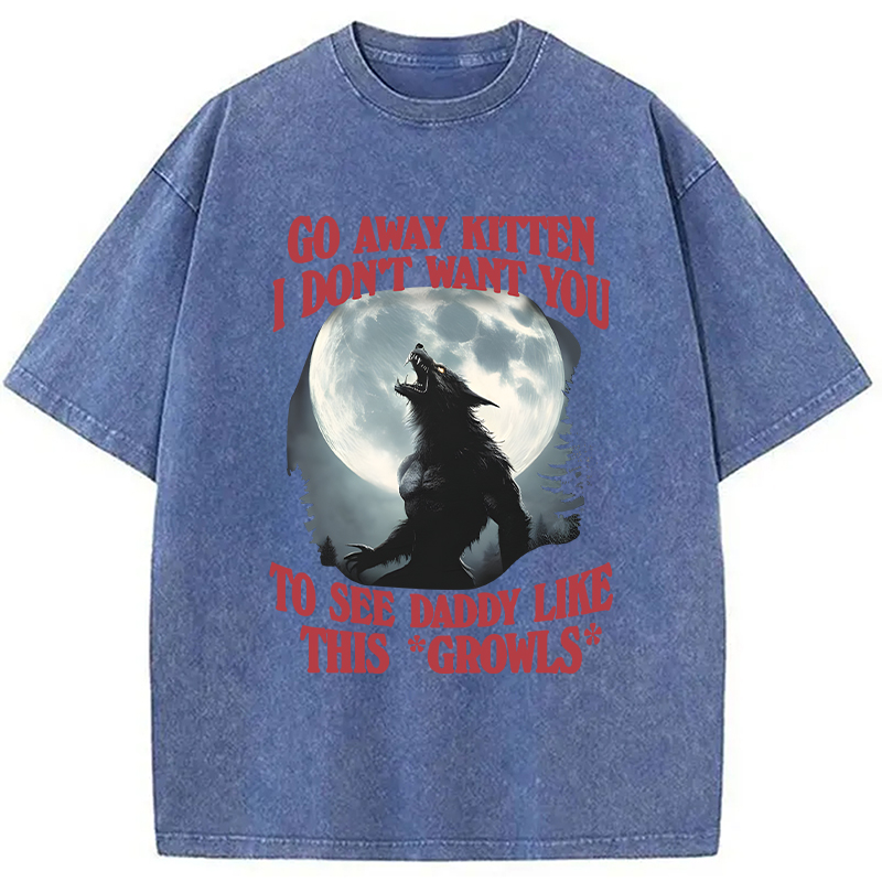Modecanvas Go Away Kitten DTG Printing Washed T-Shirt