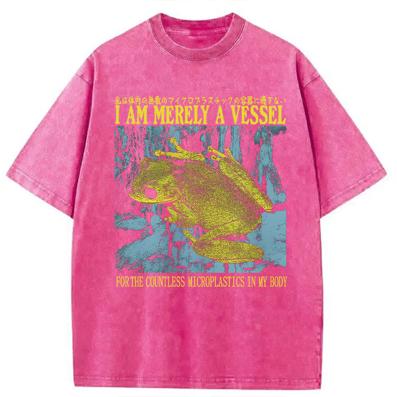 Modecanvas Funny Vintage Japanese Frog Washed T-Shirt-modecanvas