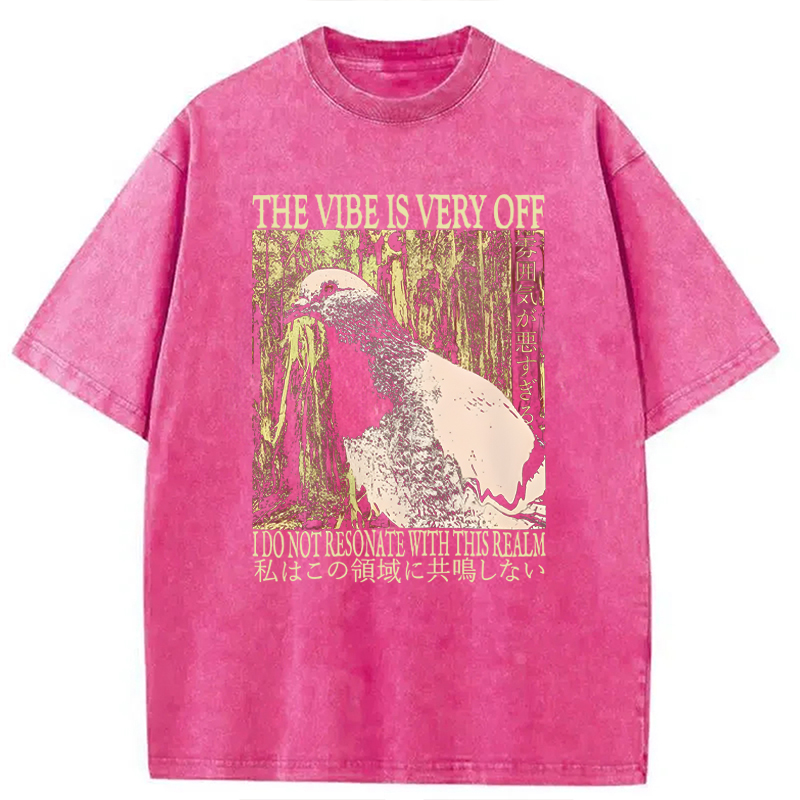Modecanvas The Vibe is Very Off Washed T-Shirt-modecanvas