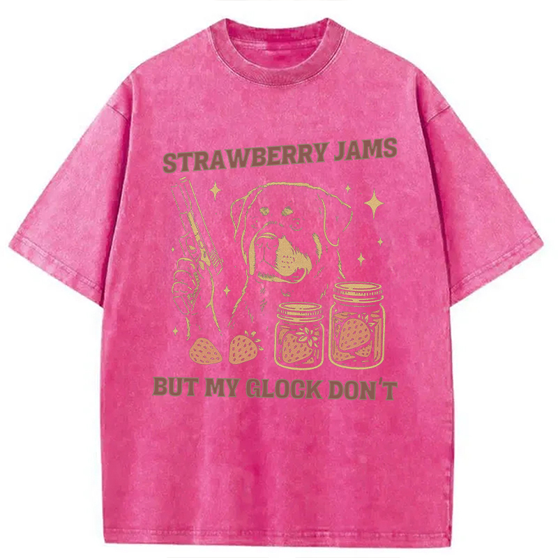 Modecanvas Strawberry Jams Dog Washed T-Shirt-modecanvas