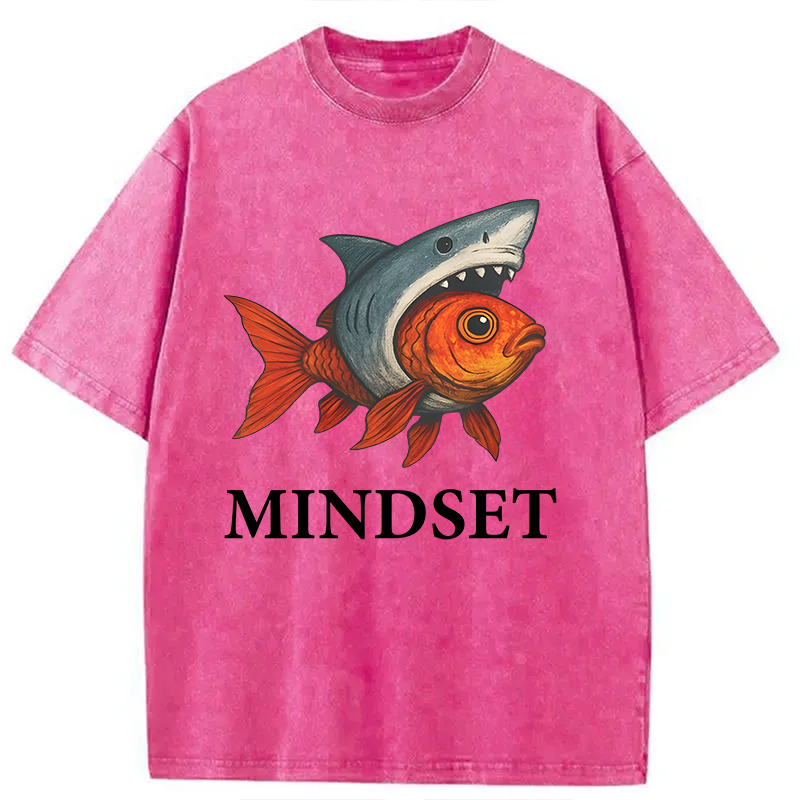 Modecanvas Goldfish Shark Mindset DTG Printing Washed T-Shirt