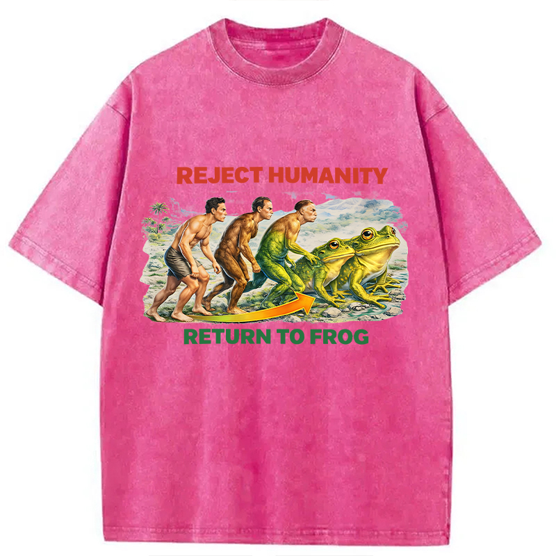 Modecanvas Reject Humanity Return To Frog Funny Meme DTG Printing Washed T-Shirt