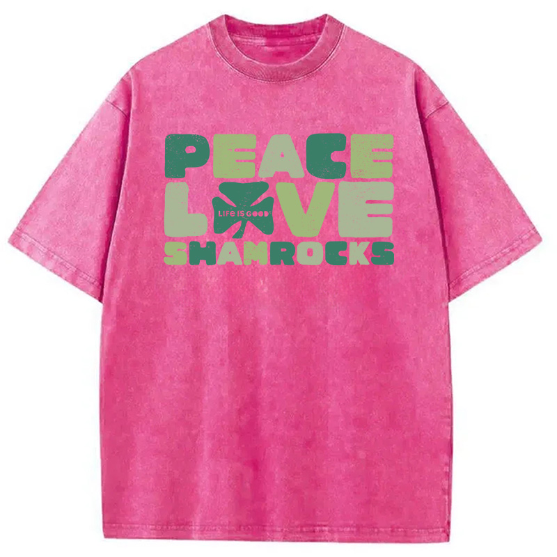 Modecanvas Peace Love Shamrocks DTG Printing Washed T-Shirt