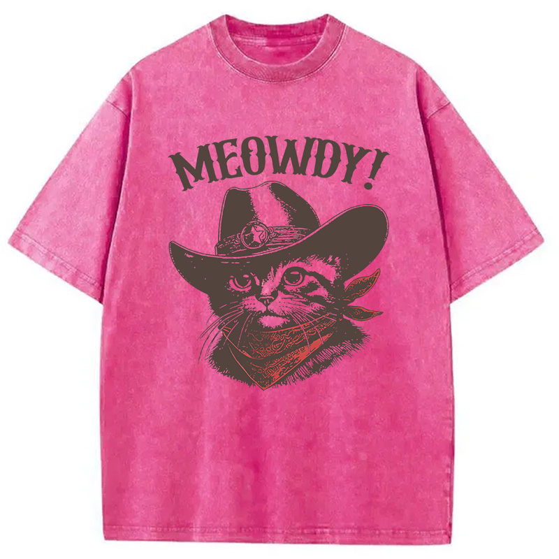 Modecanvas Meowdy Cowboy Cat DTG Printing Washed T-Shirt