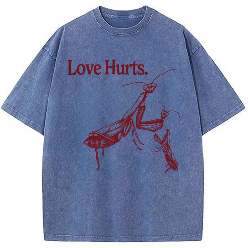 Modecanvas Love Hurts Funny Praying Mantis DTG Printing Washed T-Shirt