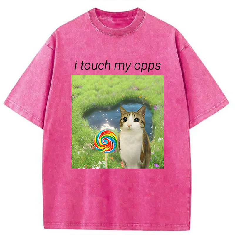 Modecanvas Funny Meowl Meme DTG Printing Washed T-Shirt