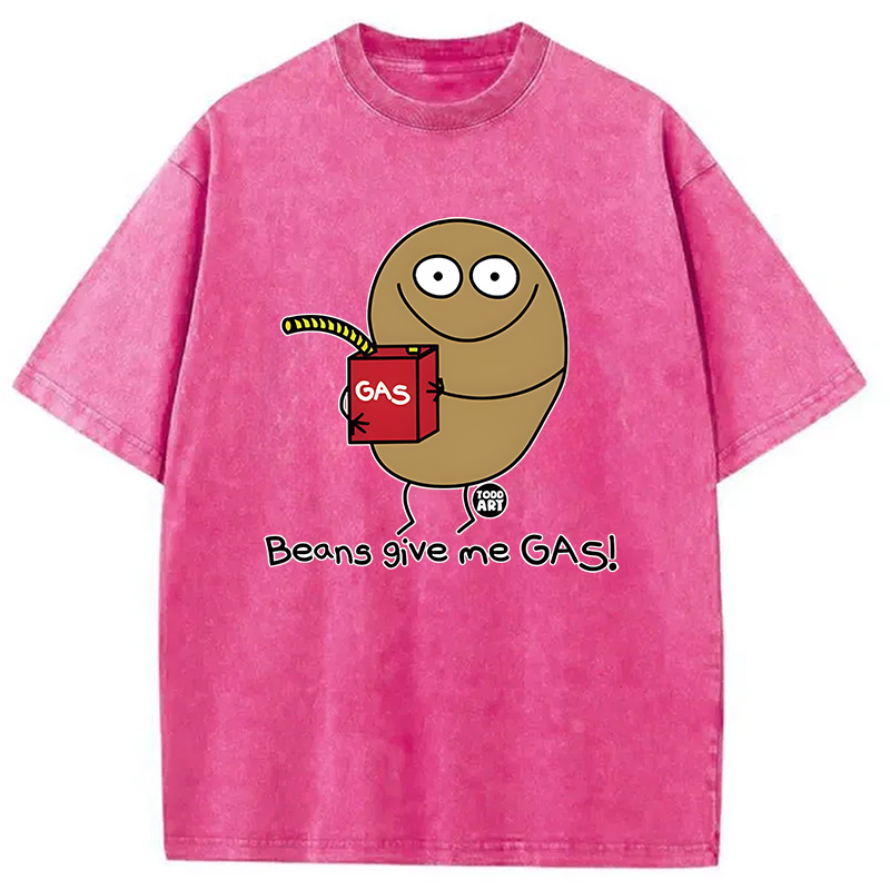 Modecanvas Beans Give Me Gas DTG Printing Washed T-Shirt