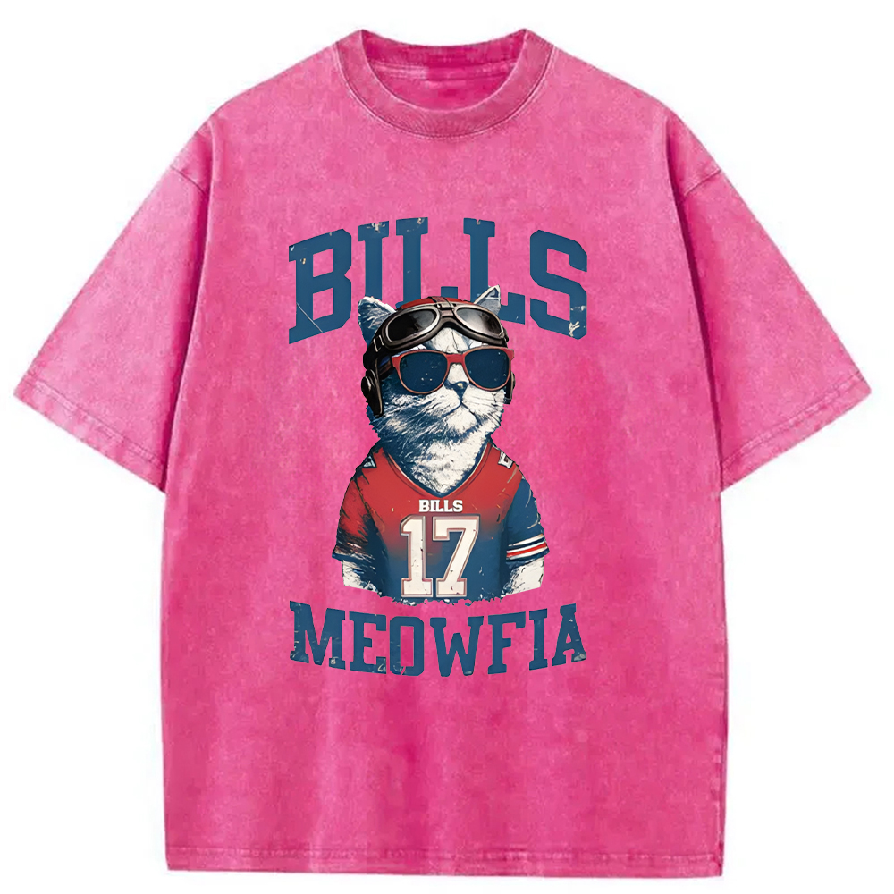 Modecanvas Bills Meowfia Cat DTG Printing Washed T-Shirt