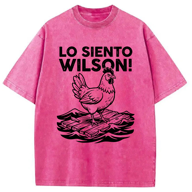 Modecanvas Lo Siento Wilson Chicken Meme DTG Printing Washed T-Shirt