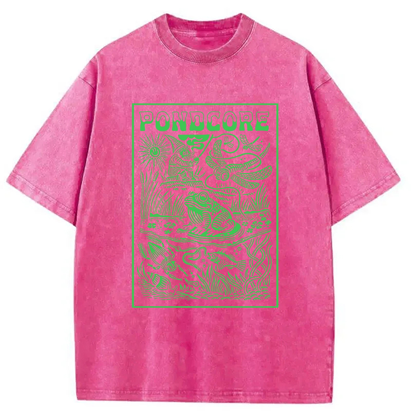 Modecanvas Pondcore Frog DTG Printing Washed T-Shirt