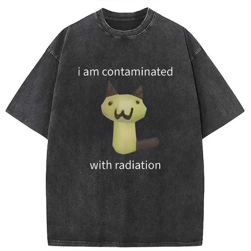 Modecanvas Radioactive Cat Meme DTG Printing Washed T-Shirt
