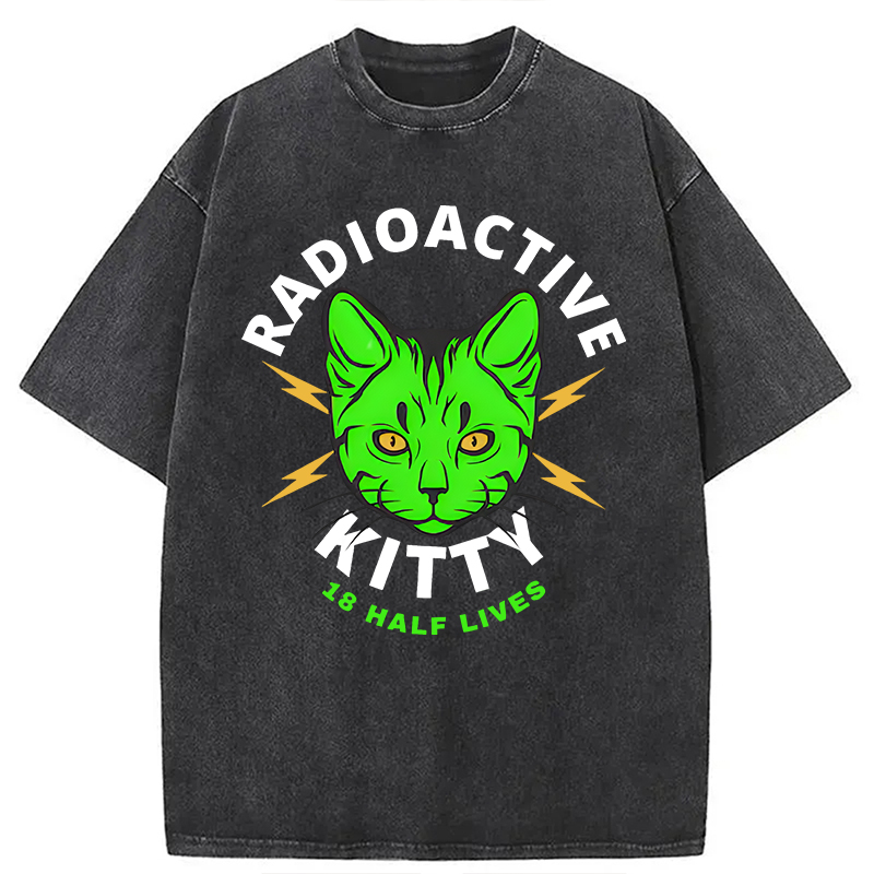 Modecanvas Radioactive Kitty DTG Printing Washed T-Shirt