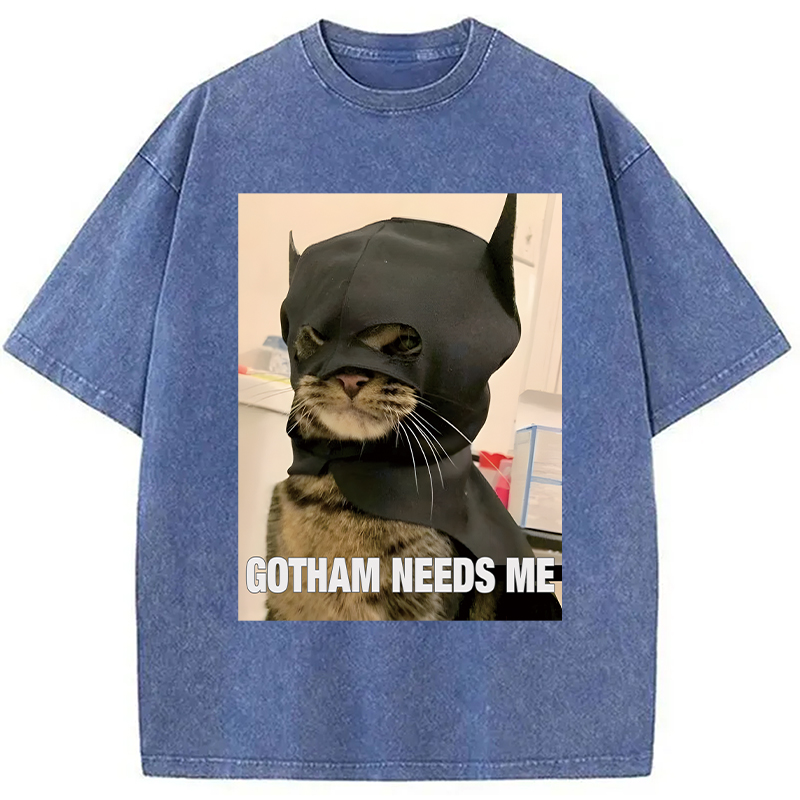 Modecanvas Bat Cat Meme DTG Printing Washed T-Shirt
