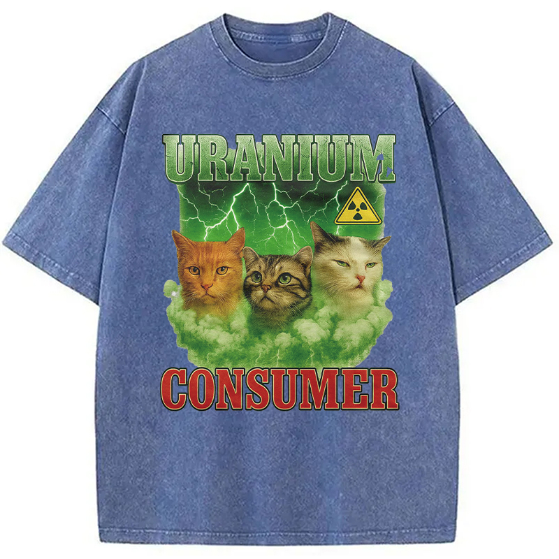 Modecanvas Uranium Consumer Cat DTG Printing Washed T-Shirt