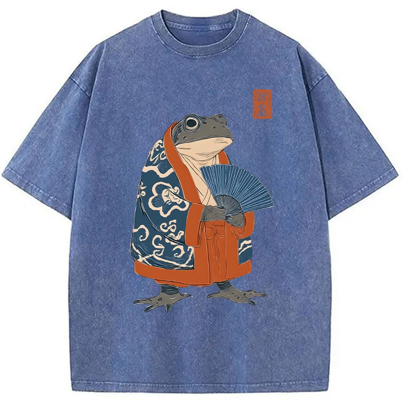 Modecanvas Frog Kimono DTG Printing Washed T-Shirt
