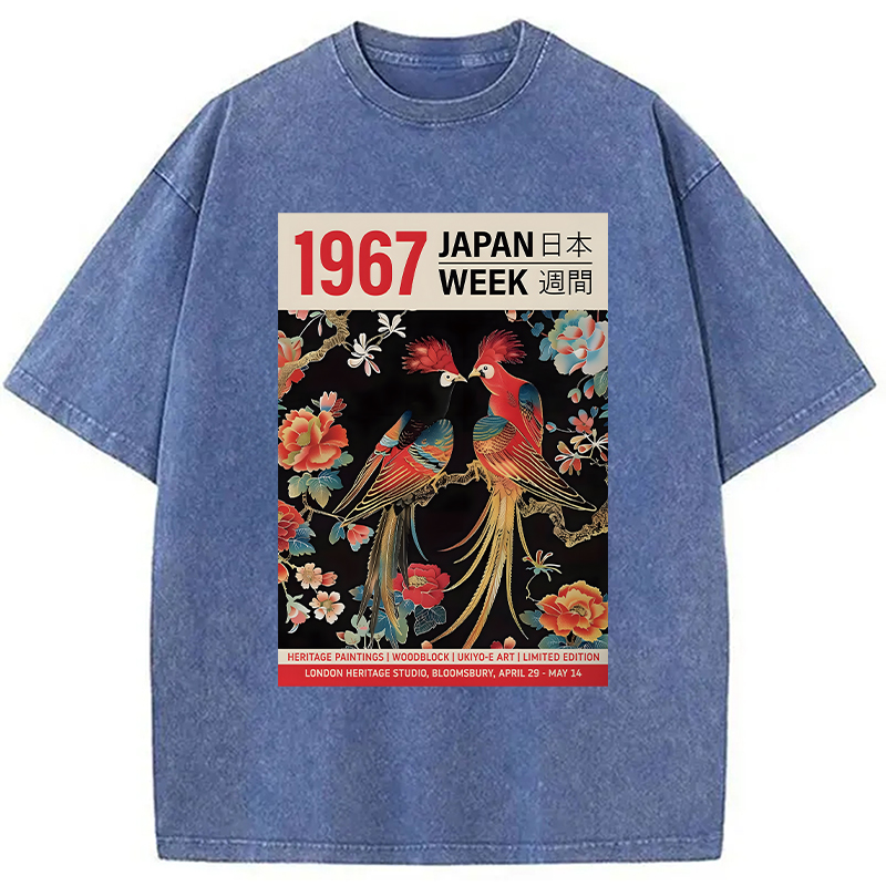 Modecanvas Love Birds DTG Printing Washed T-Shirt