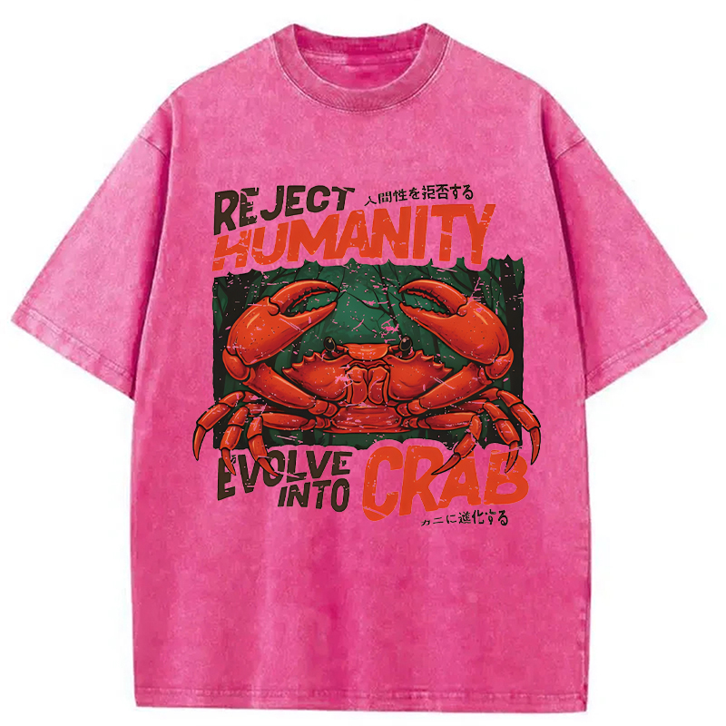 Modecanvas Horror Crab DTG Printing Washed T-Shirt