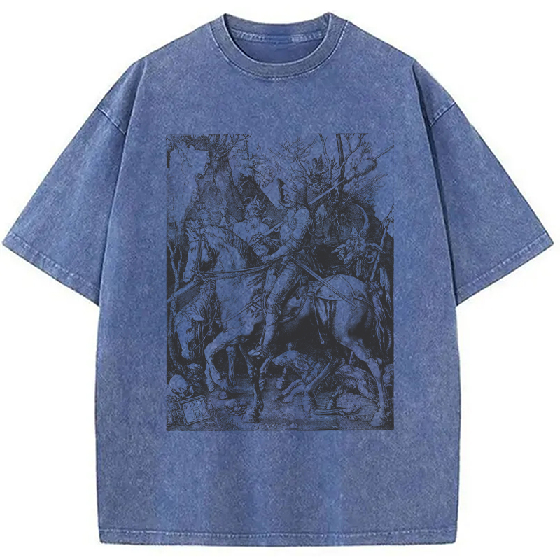 Modecanvas 90s Vintage Dark Art DTG Printing Washed T-Shirt