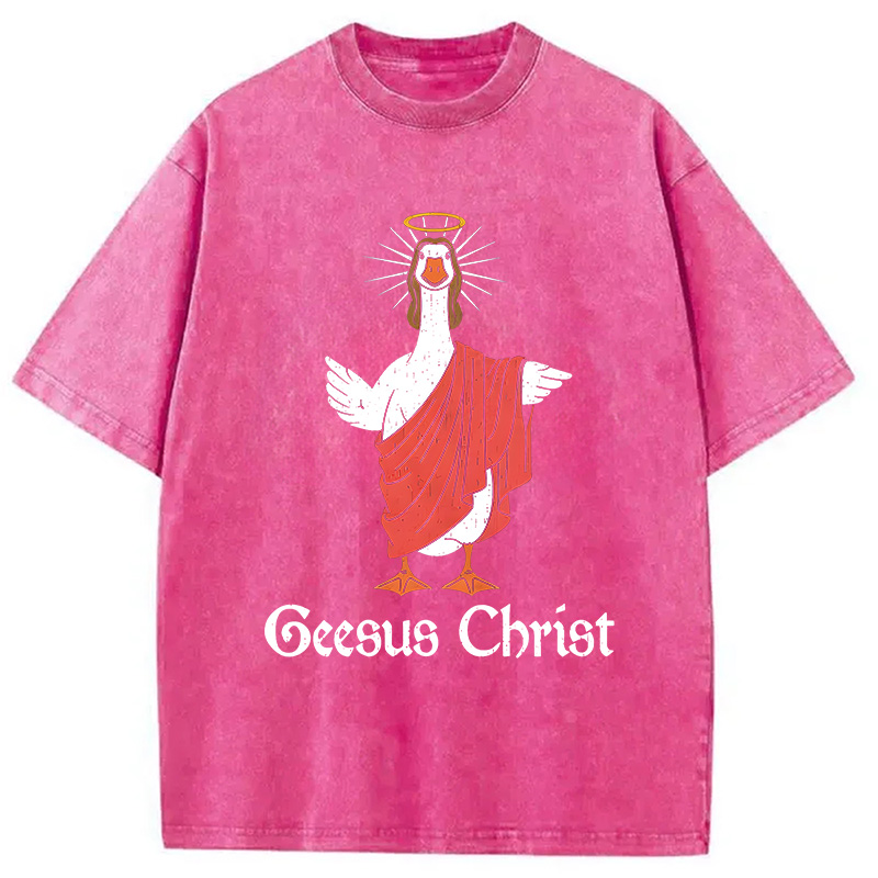 Modecanvas Geesus Christ Funny DTG Printing Washed T-Shirt