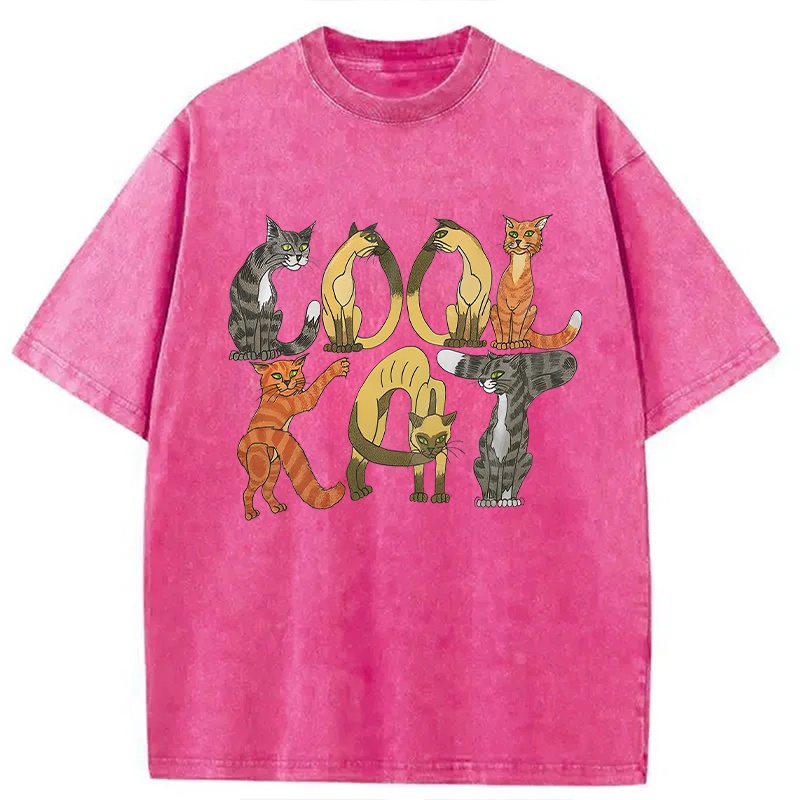 Modecanvas Cool Cat DTG Printing Washed T-Shirt
