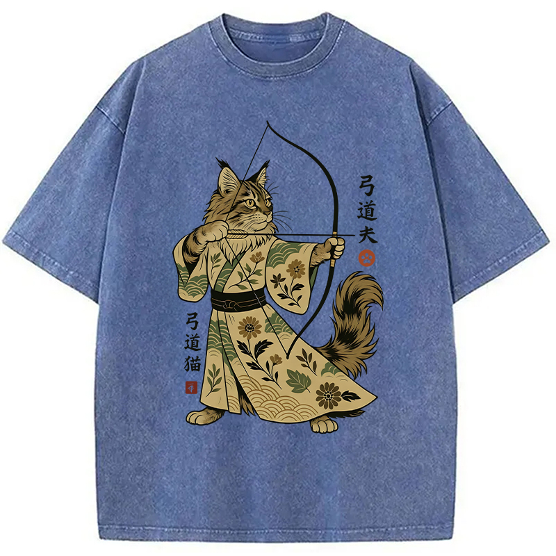 Modecanvas Archer Cat DTG Printing Washed T-Shirt