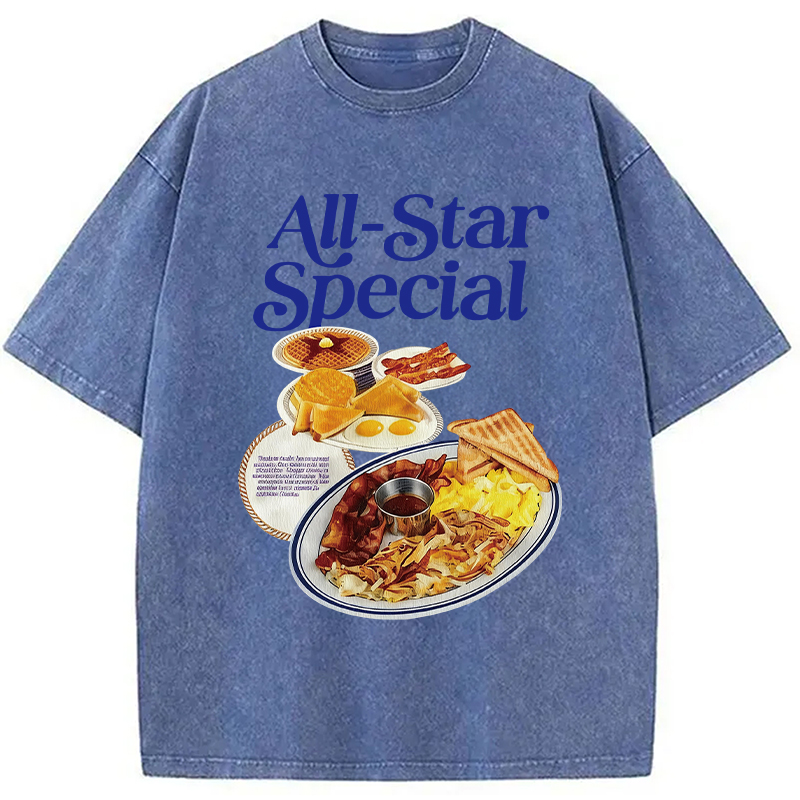 Modecanvas All-Star Special Breakfast DTG Printing Washed T-Shirt