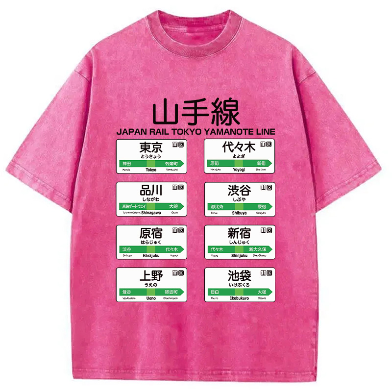 Modecanvas Japanese Subway Stations Washed T-Shirt