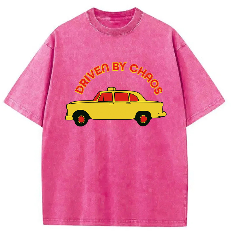 Modecanvas Vintage Taxi Pop Art DTG Printing Washed T-Shirt