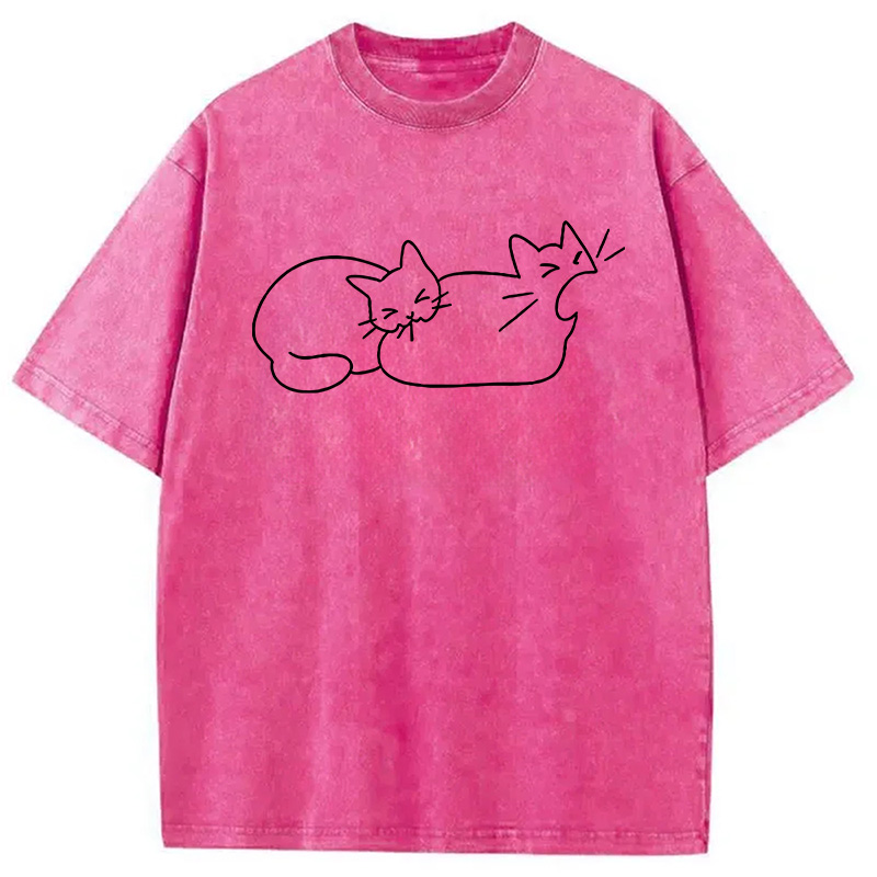 Modecanvas Cat Bites Cat DTG Printing Washed T-Shirt