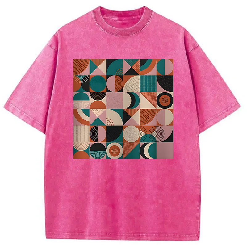 Modecanvas Abstract Geometric Art DTG Printing Washed T-Shirt