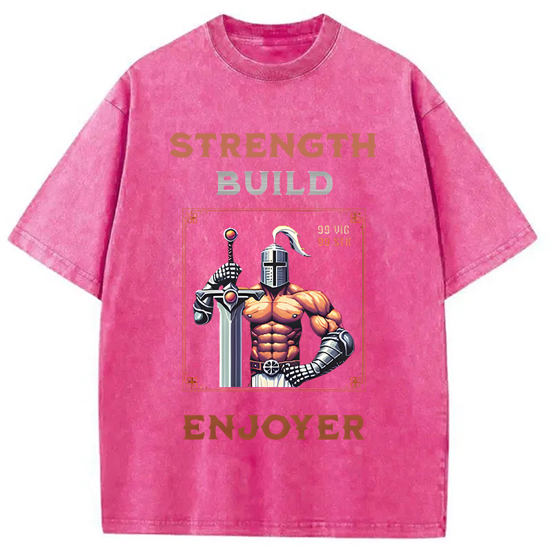 Modecanvas Strength Build Enjoyer Dank Souls Meme DTG Printing Washed T-Shirt