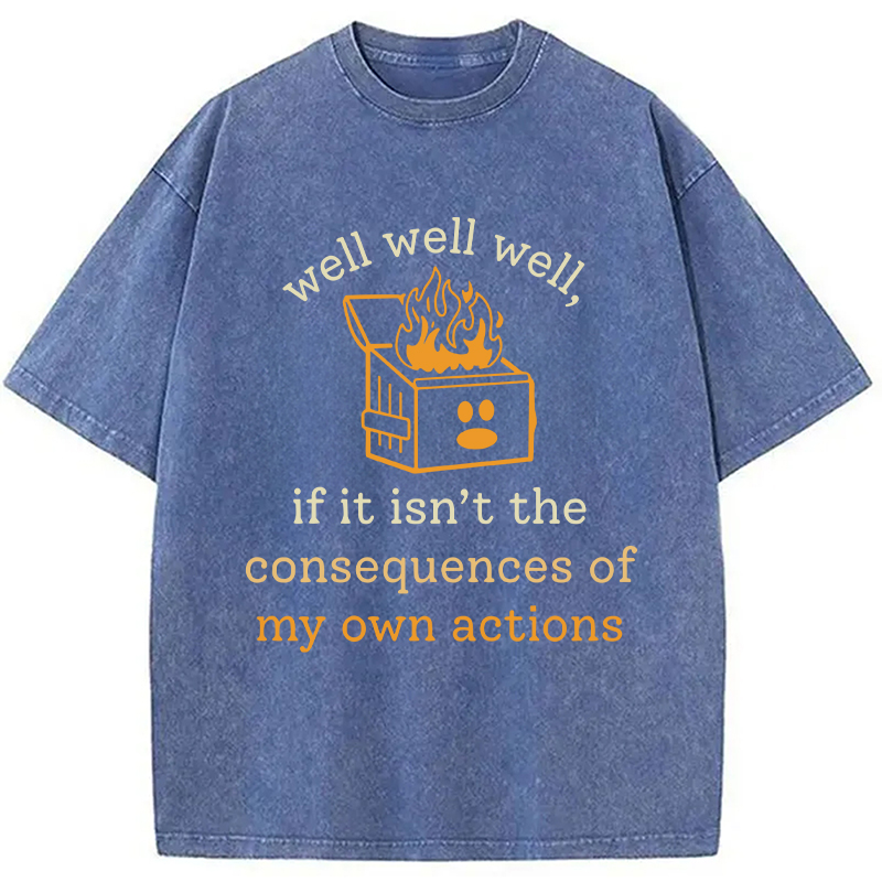 Modecanvas Dumpster Fire Self-Deprecating Humor DTG Printing Washed T-Shirt