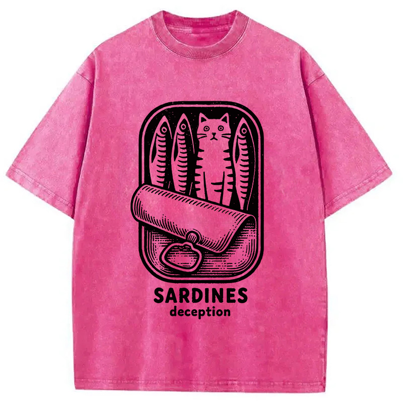 Modecanvas Funny Can Of Sardines Washed T-Shirt
