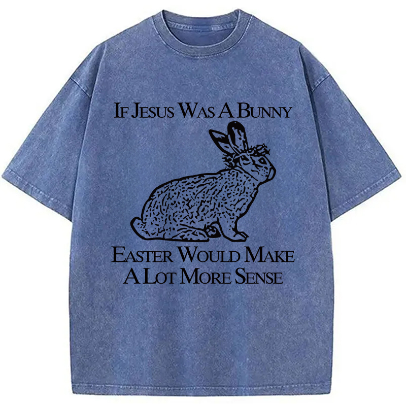 Modecanvas If Jesus Was A Bunny Easter Would Make A Lot More Sense DTG Printing Washed T-Shirt