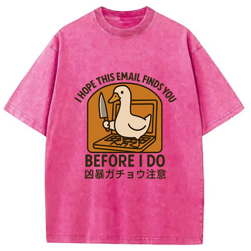 Modecanvas Goose With A Knife Washed T-Shirt-modecanvas