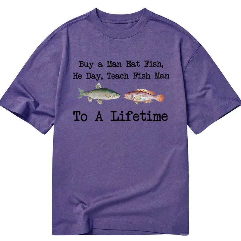 Modecanvas Buy a Man Eat Fish DTG Printing Classic T-Shirt-modecanvas